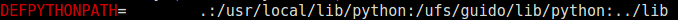 The default Python PATH: colon-delimited filepaths, one of which is "/ufs/guide/lib/python"