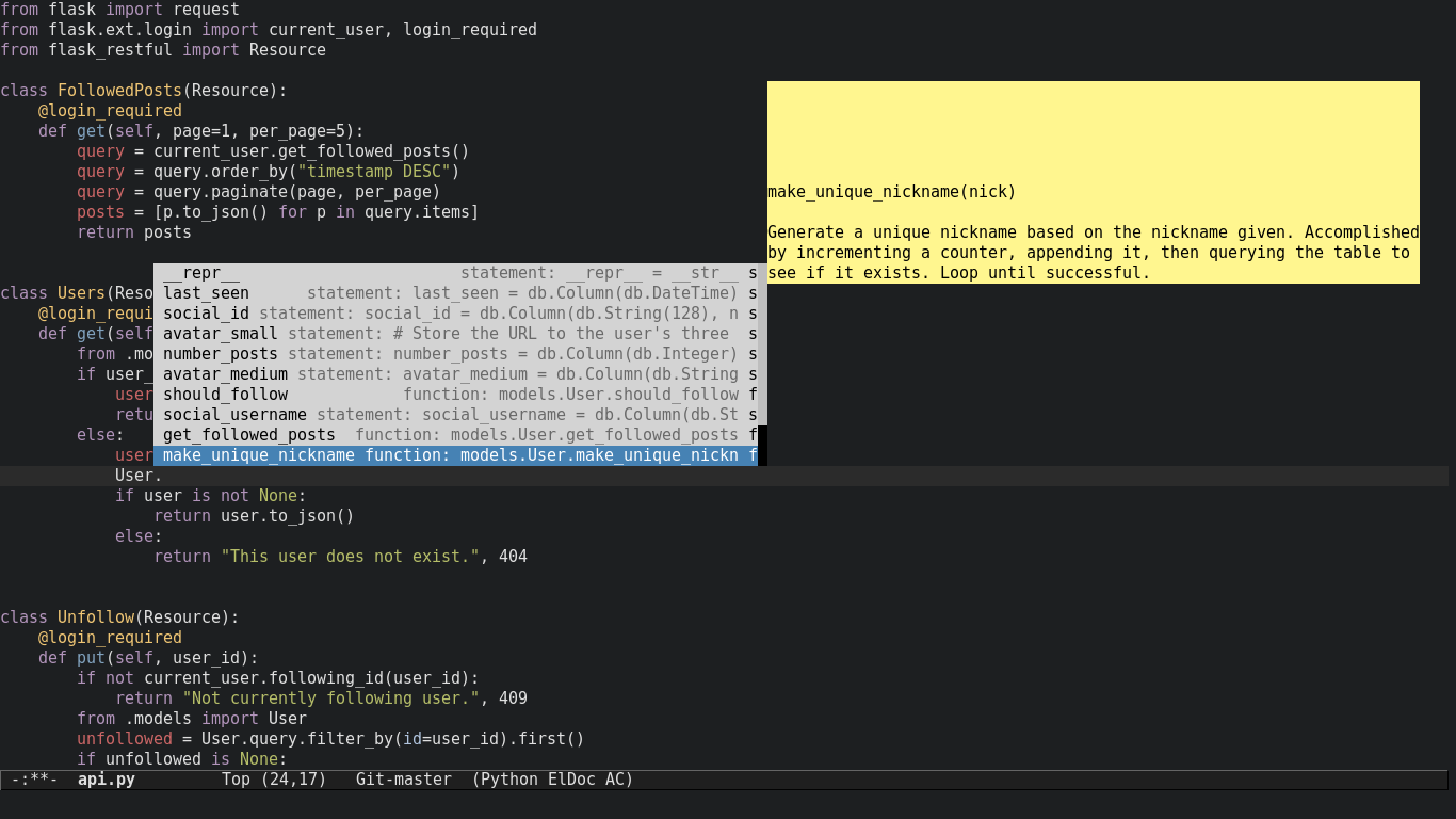 Emacs python docs