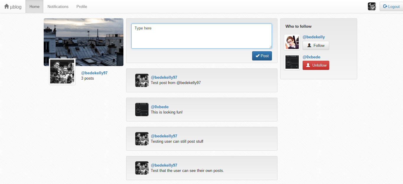 Current Project: μblog
